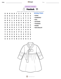 Podgląd drukowalnego arkusza ćwiczeń Hanbok