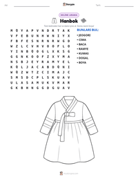 Hanbok yazdırılabilir çalışma sayfası önizlemesi