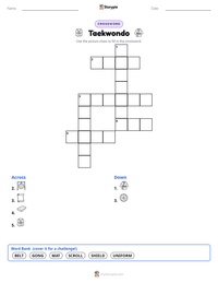 Taekwondo printable worksheet preview
