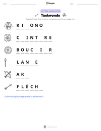Aperçu de la feuille de travail imprimable Taekwondo