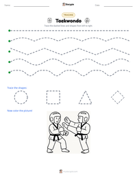 Taekwondo printable worksheet preview