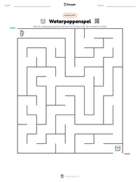 Waterpoppenspel afdrukbare werkblad voorbeeld