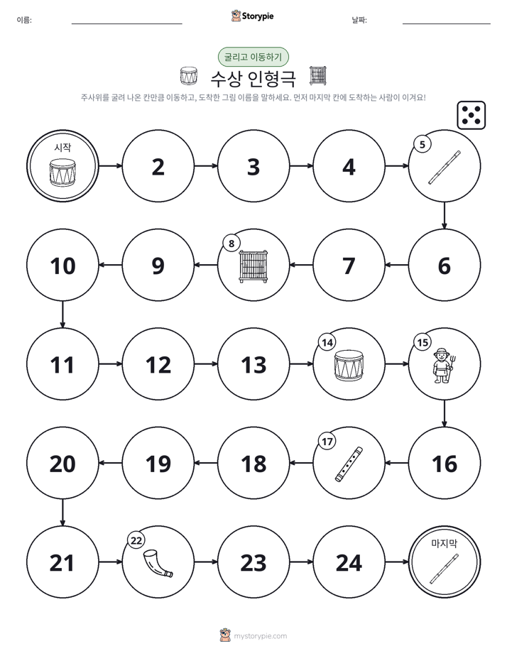 주사위 굴리고 이동하기 게임