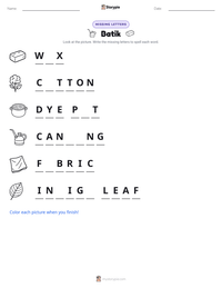 Batik printable worksheet preview