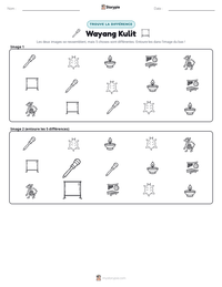 Aperçu de la feuille de travail imprimable Wayang Kulit