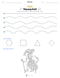 Prévia da folha de atividades imprimível Wayang Kulit