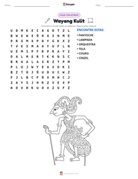 Prévia da folha de atividades imprimível Wayang Kulit