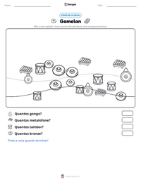 Prévia da folha de atividades imprimível Gamelan