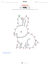 Prabaca lembar kerja cetak Miffy