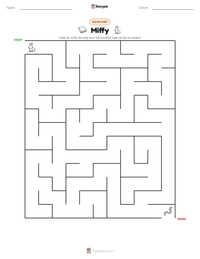 Miffy afdrukbare werkblad voorbeeld