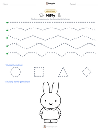 Prabaca lembar kerja cetak Miffy
