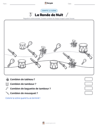 Aperçu de la feuille de travail imprimable La Ronde de Nuit