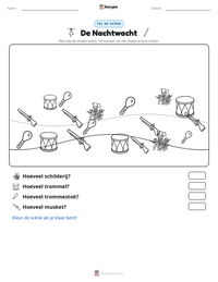De Nachtwacht afdrukbare werkblad voorbeeld