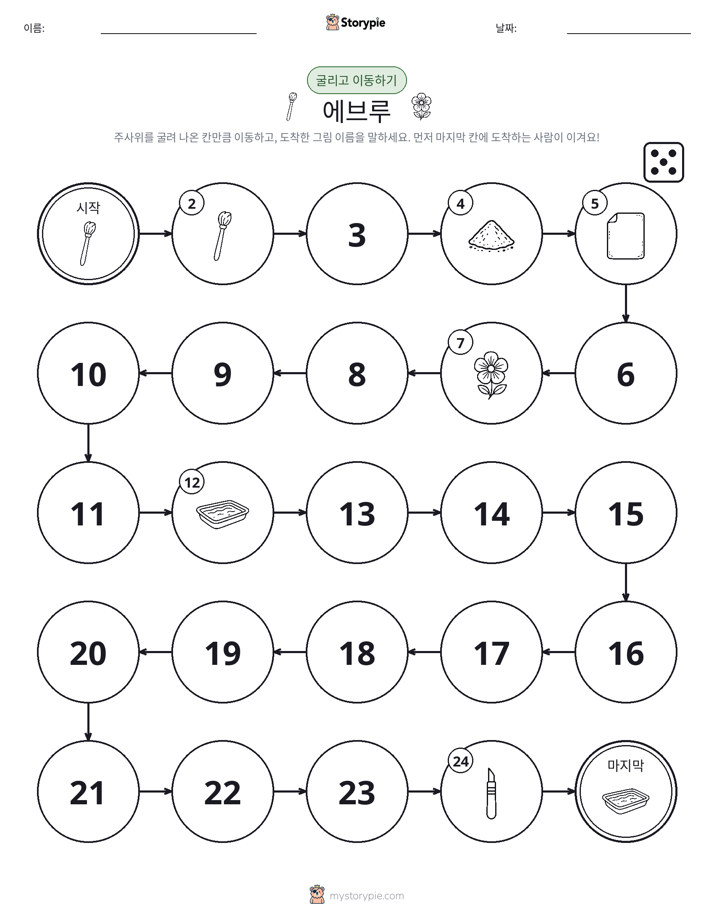 주사위 굴리고 이동하기 게임
