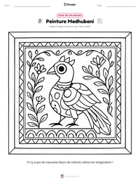 Aperçu de la feuille de travail imprimable Peinture Madhubani