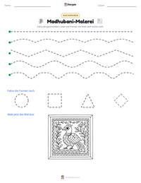 Madhubani-Malerei druckbare Arbeitsblatt Vorschau
