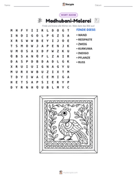 Madhubani-Malerei druckbare Arbeitsblatt Vorschau