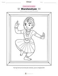Vista previa de la hoja de trabajo imprimible de Bharatanatyam