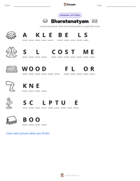 Bharatanatyam printable worksheet preview