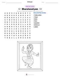 Vista previa de la hoja de trabajo imprimible de Bharatanatyam