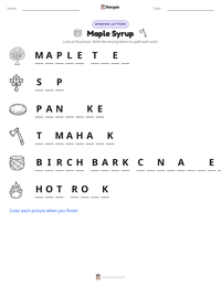 Maple Syrup printable worksheet preview