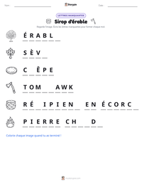 Aperçu de la feuille de travail imprimable Sirop d'érable