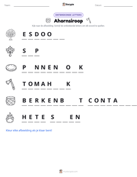 Ahornsiroop afdrukbare werkblad voorbeeld