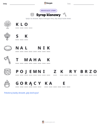 Podgląd drukowalnego arkusza ćwiczeń Syrop klonowy