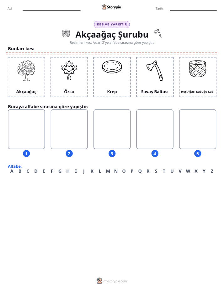 Kes & Yapıştır Alfabe