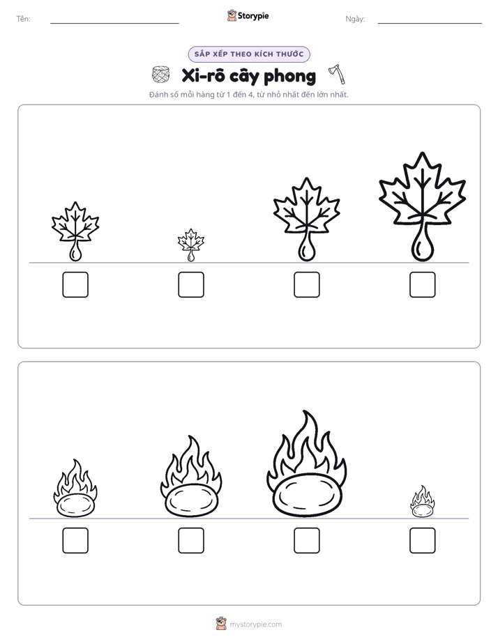 Thứ Tự Kích Thước