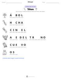 Vista previa de la hoja de trabajo imprimible de Tótem