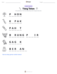 Prabaca lembar kerja cetak Tiang Totem