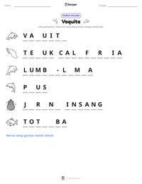 Prabaca lembar kerja cetak Vaquita
