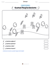 Vista previa de la hoja de trabajo imprimible de Quetzal Resplandeciente