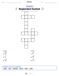 Resplendent Quetzal printable worksheet preview