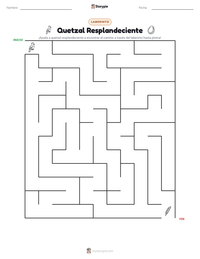 Vista previa de la hoja de trabajo imprimible de Quetzal Resplandeciente