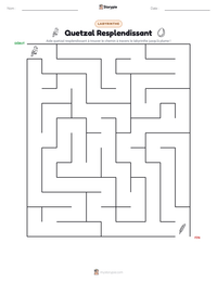 Aperçu de la feuille de travail imprimable Quetzal Resplendissant