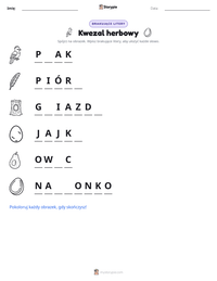 Podgląd drukowalnego arkusza ćwiczeń Kwezal herbowy