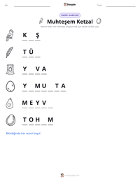 Muhteşem Ketzal yazdırılabilir çalışma sayfası önizlemesi