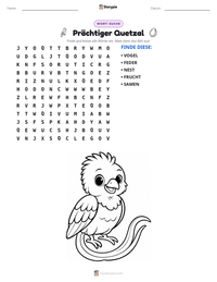 Prächtiger Quetzal druckbare Arbeitsblatt Vorschau