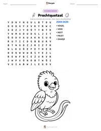 Prachtquetzal afdrukbare werkblad voorbeeld