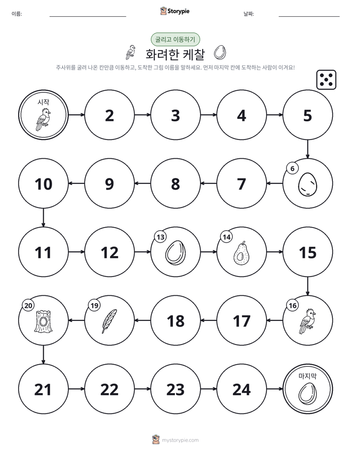 주사위 굴리고 이동하기 게임