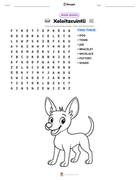 Xoloitzcuintli printable worksheet preview