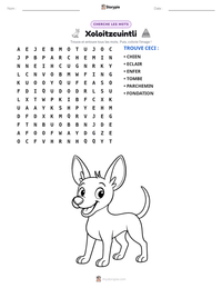 Aperçu de la feuille de travail imprimable Xoloitzcuintli