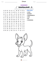 Xoloitzcuintli afdrukbare werkblad voorbeeld