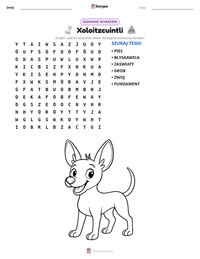Podgląd drukowalnego arkusza ćwiczeń Xoloitzcuintli