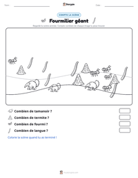Aperçu de la feuille de travail imprimable Fourmilier géant