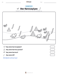 Dev Karıncayiyen yazdırılabilir çalışma sayfası önizlemesi