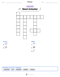 Giant Anteater printable worksheet preview