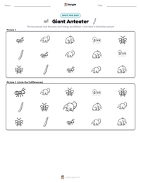 Giant Anteater printable worksheet preview